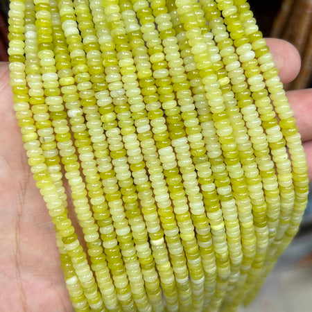 Lemon Jade Rondelle Beads 15''