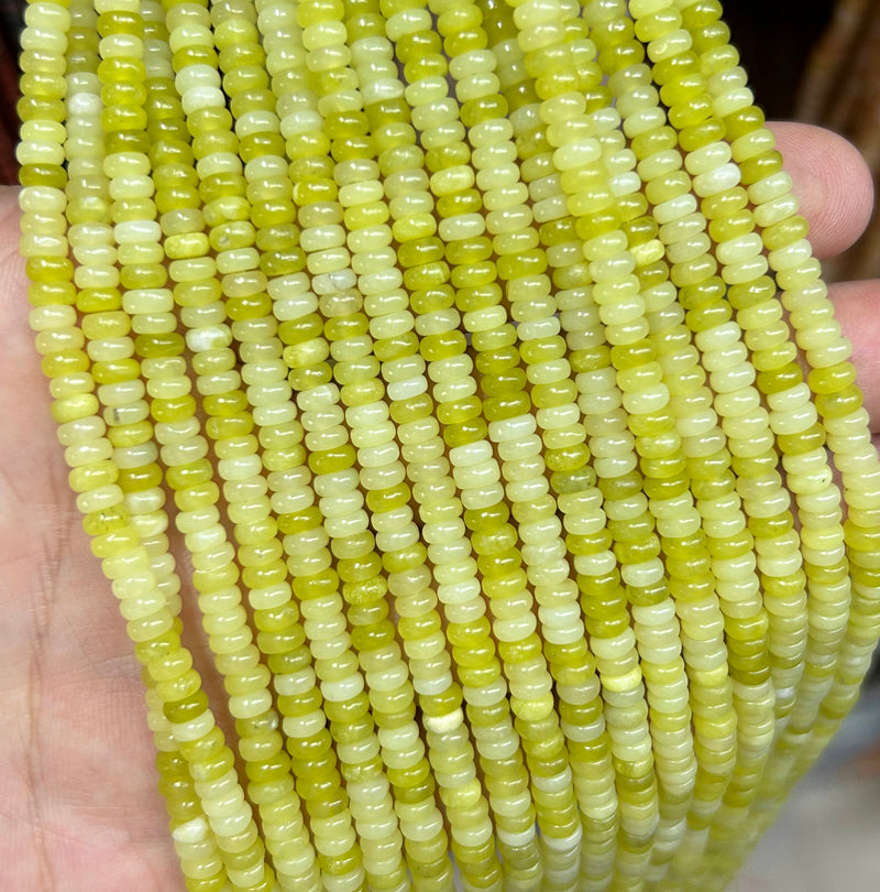 Lemon Jade Rondelle Beads 15''