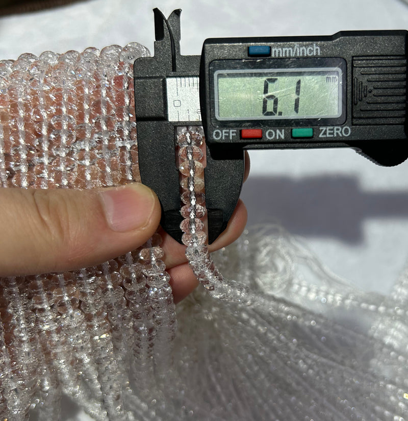 Crystal Quartz Rondelle Faceted Beads 3x6mm 4x8mm 15''