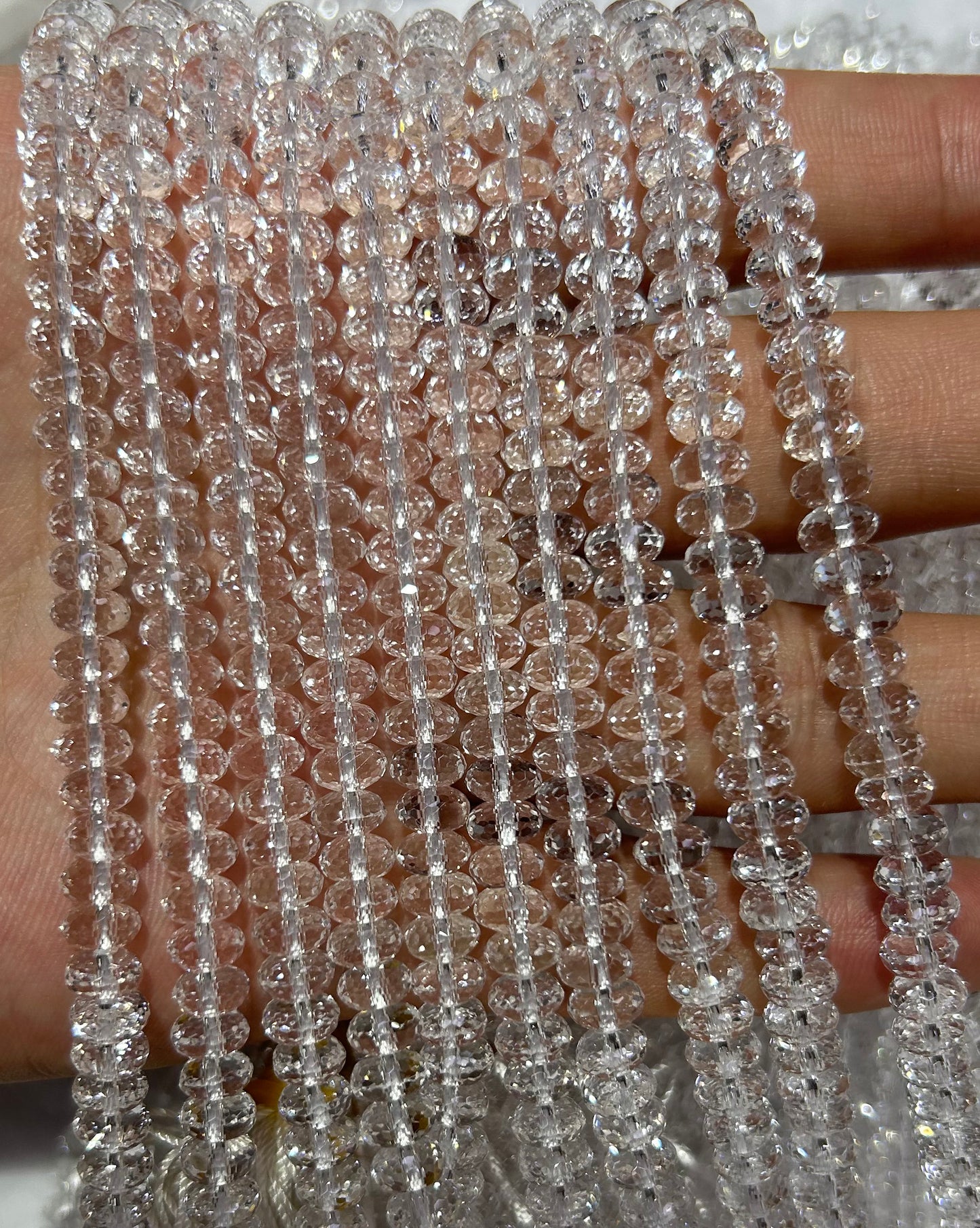 Crystal Quartz Rondelle Faceted Beads 3x6mm 4x8mm 15''