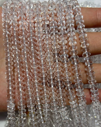 Crystal Quartz Rondelle Faceted Beads 3x6mm 4x8mm 15''