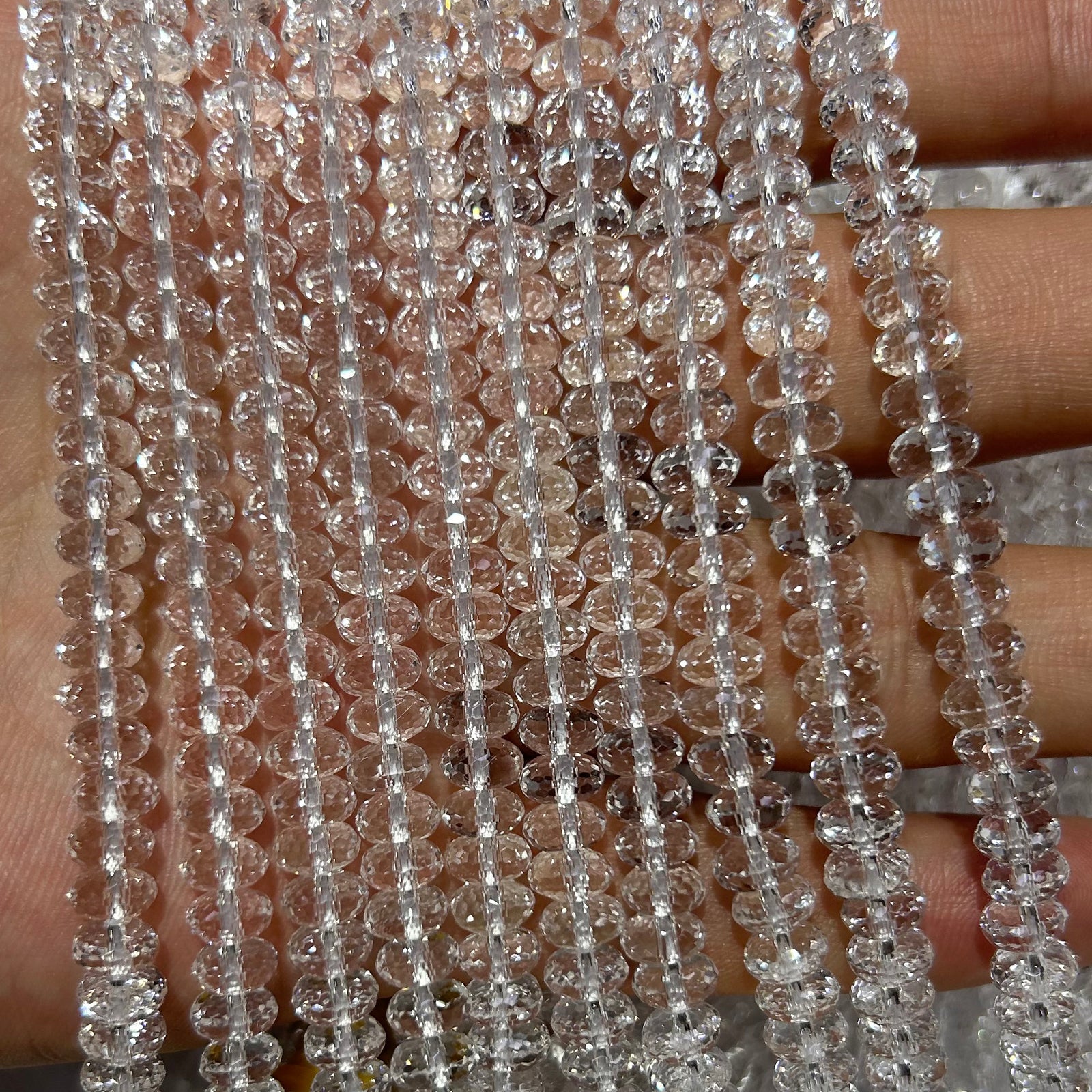 Crystal Quartz Rondelle Faceted Beads 3x6mm 4x8mm 15''