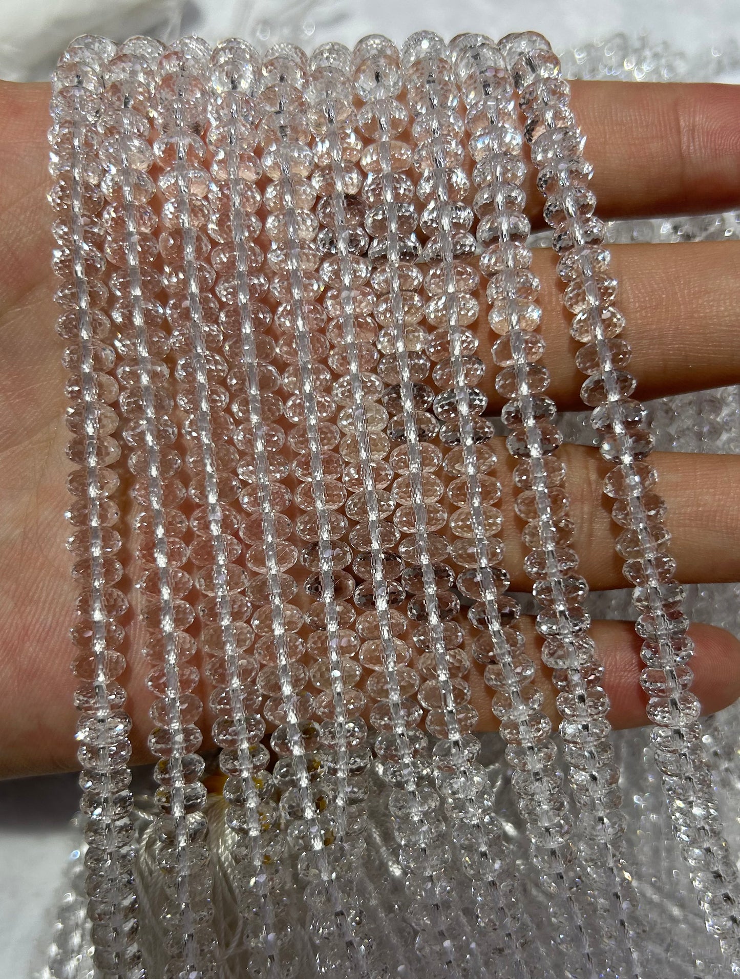 Crystal Quartz Rondelle Faceted Beads 3x6mm 4x8mm 15''