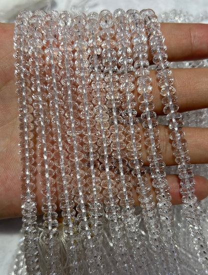 Crystal Quartz Rondelle Faceted Beads 3x6mm 4x8mm 15''