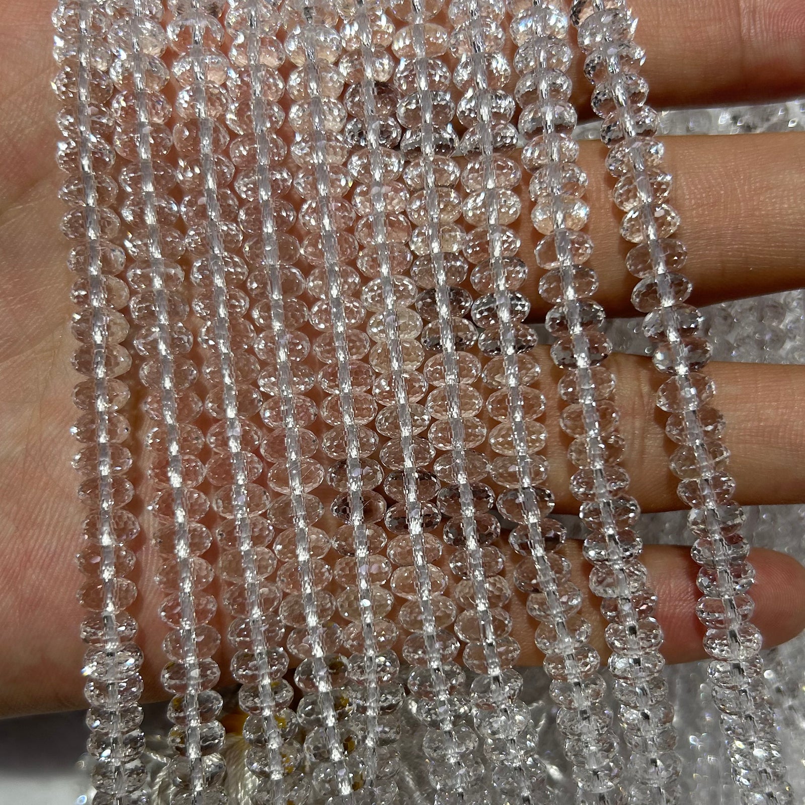 Crystal Quartz Rondelle Faceted Beads 3x6mm 4x8mm 15''