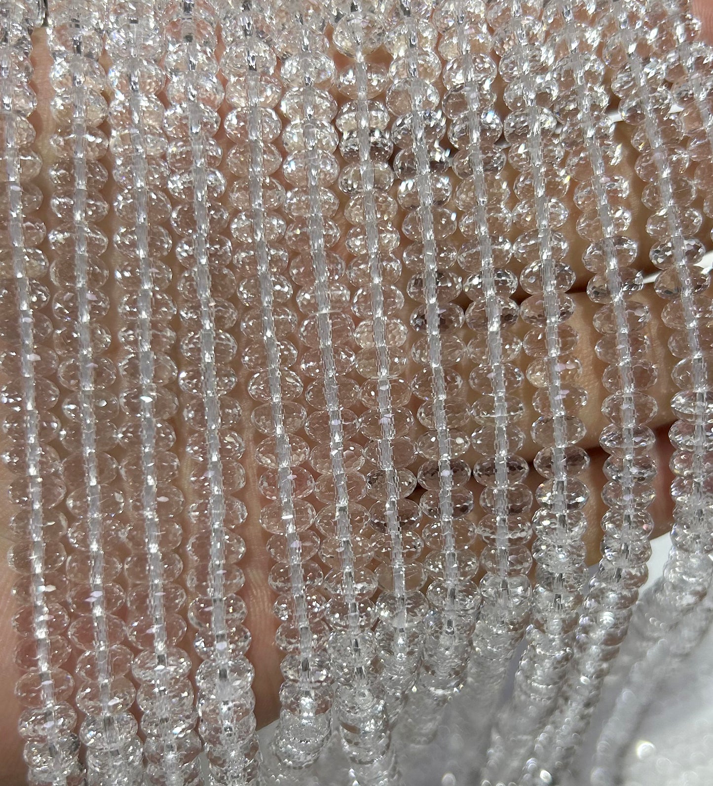 Crystal Quartz Rondelle Faceted Beads 3x6mm 4x8mm 15''