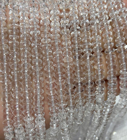 Crystal Quartz Rondelle Faceted Beads 3x6mm 4x8mm 15''