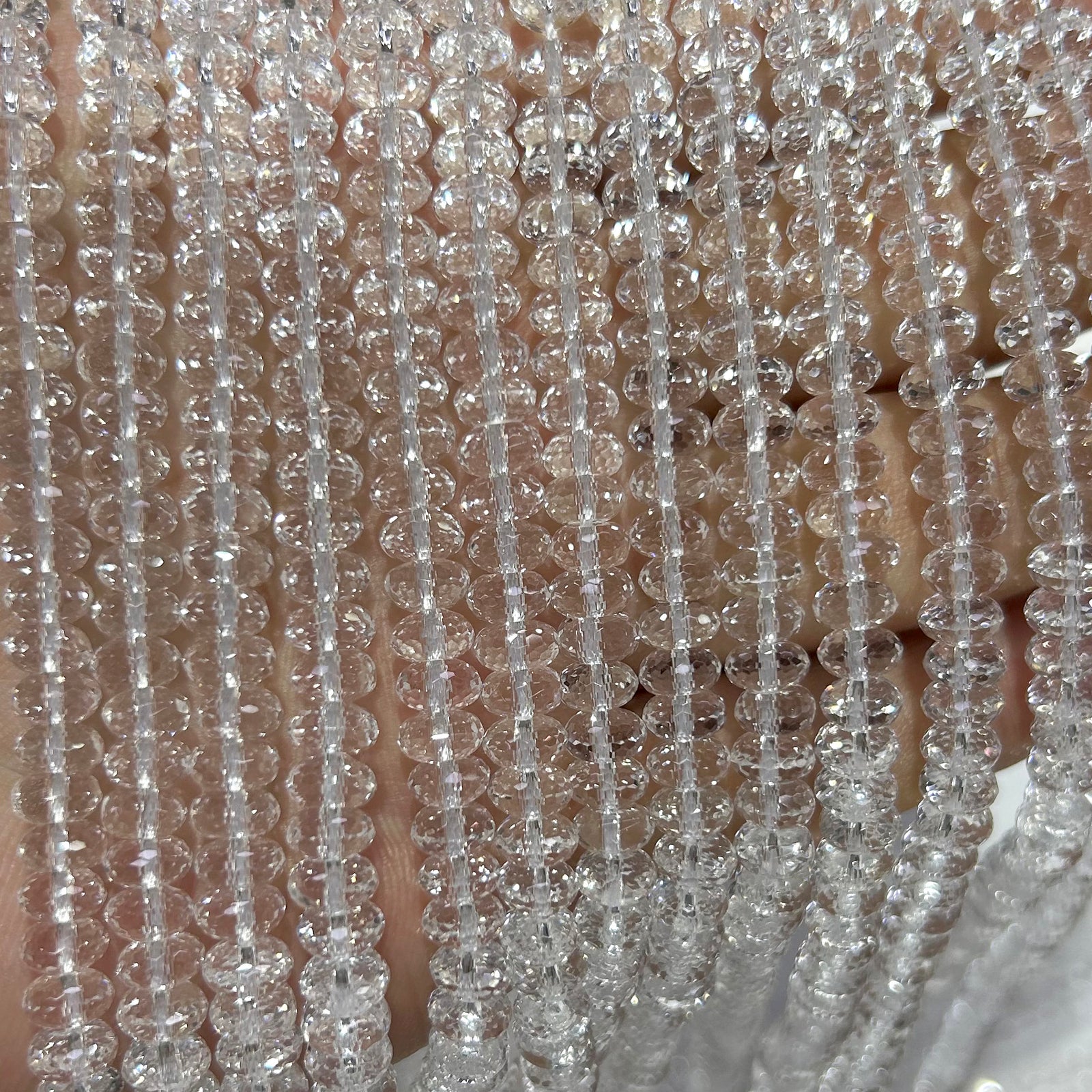 Crystal Quartz Rondelle Faceted Beads 3x6mm 4x8mm 15''