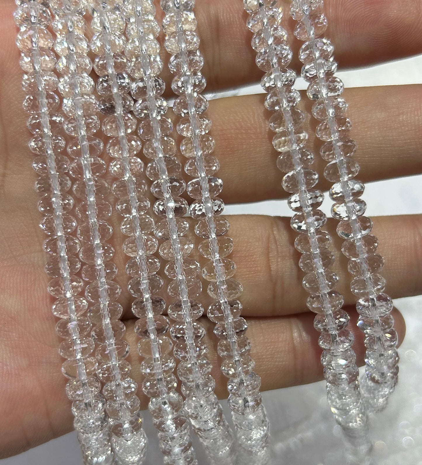 Crystal Quartz Rondelle Faceted Beads 3x6mm 4x8mm 15''