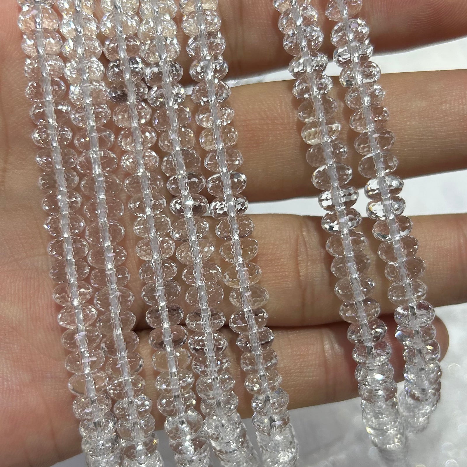 Crystal Quartz Rondelle Faceted Beads 3x6mm 4x8mm 15''