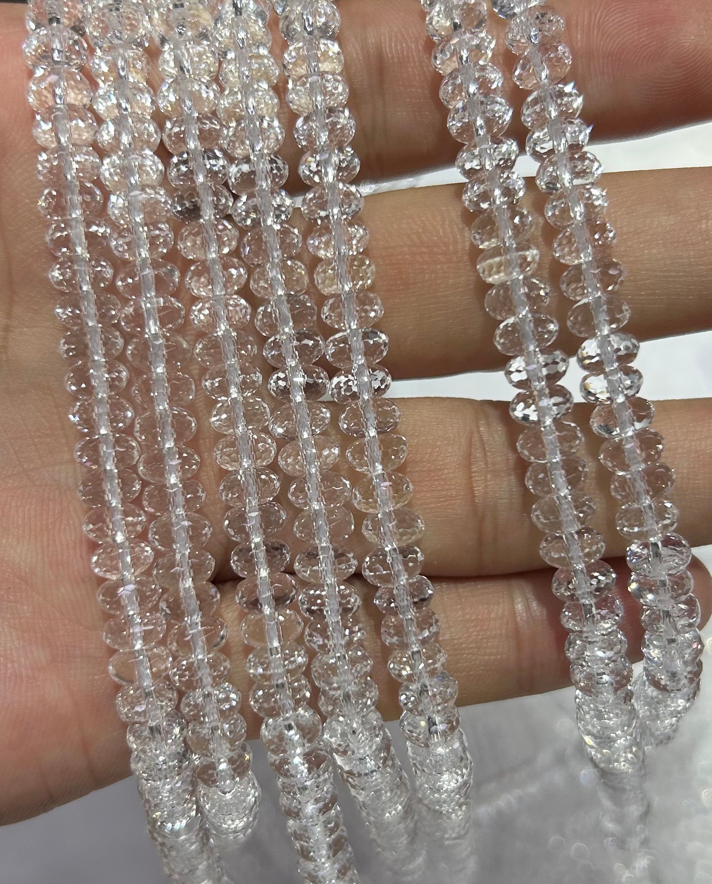 Crystal Quartz Rondelle Faceted Beads 3x6mm 4x8mm 15''