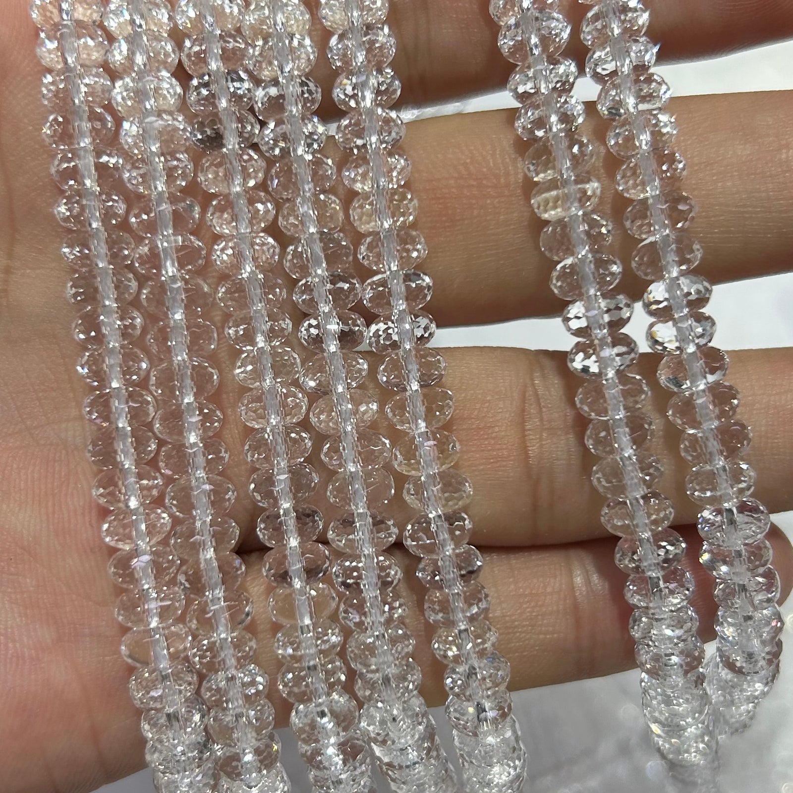 Crystal Quartz Rondelle Faceted Beads 3x6mm 4x8mm 15''