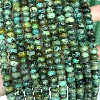 African Turquoise Rondelle Beads 4x6mm 5x8mm 15''