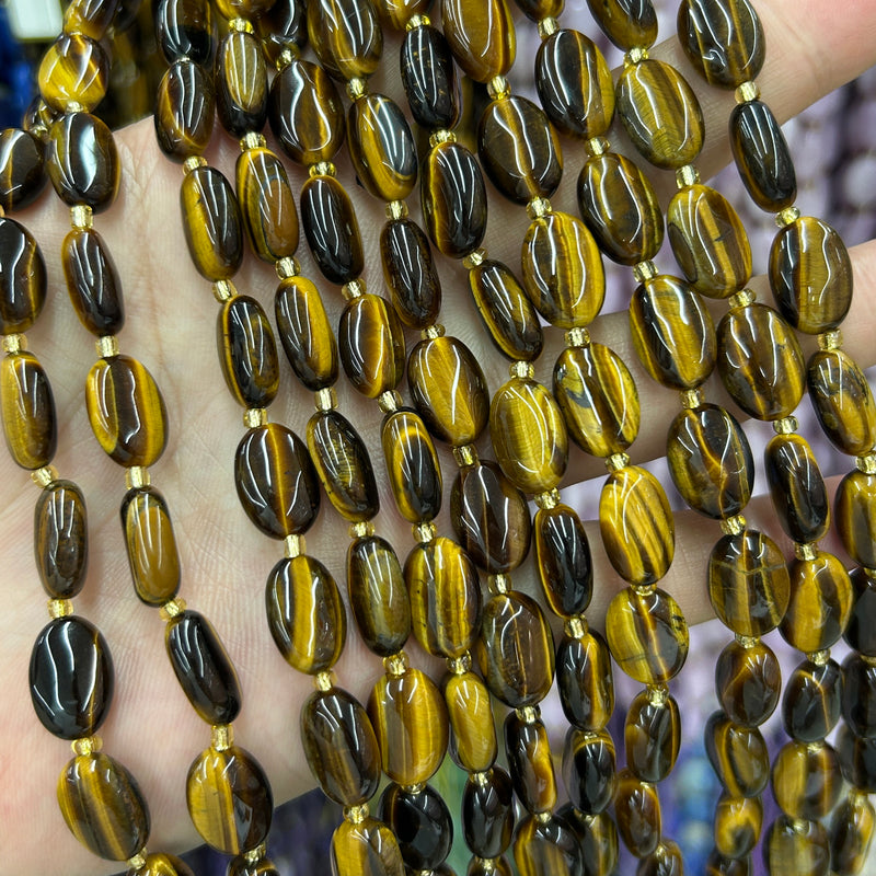 Yellow Tiger Eye Oval Beads 10x14mm 15''