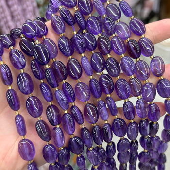 A Amethyst Oval Beads 10x14mm 15''