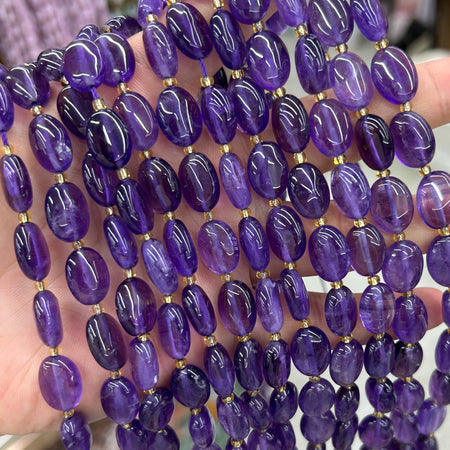 A Amethyst Oval Beads 10x14mm 15''