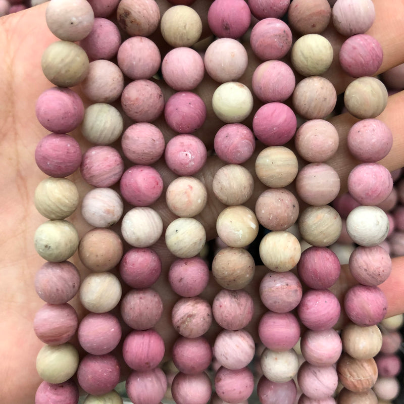 Rhodonite Matte Beads 4mm 6mm 8mm 10mm 12mm 15''