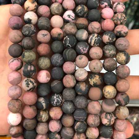 Perles de rhodonite noire 4 mm 6 mm 8 mm 10 mm 12 mm 15''