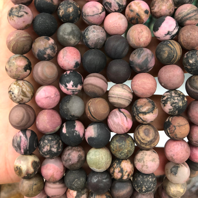 Black Rhodonite Matte Beads 4mm 6mm 8mm 10mm 15''