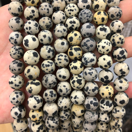 Dalmatian Jasper Matte Beads 15''