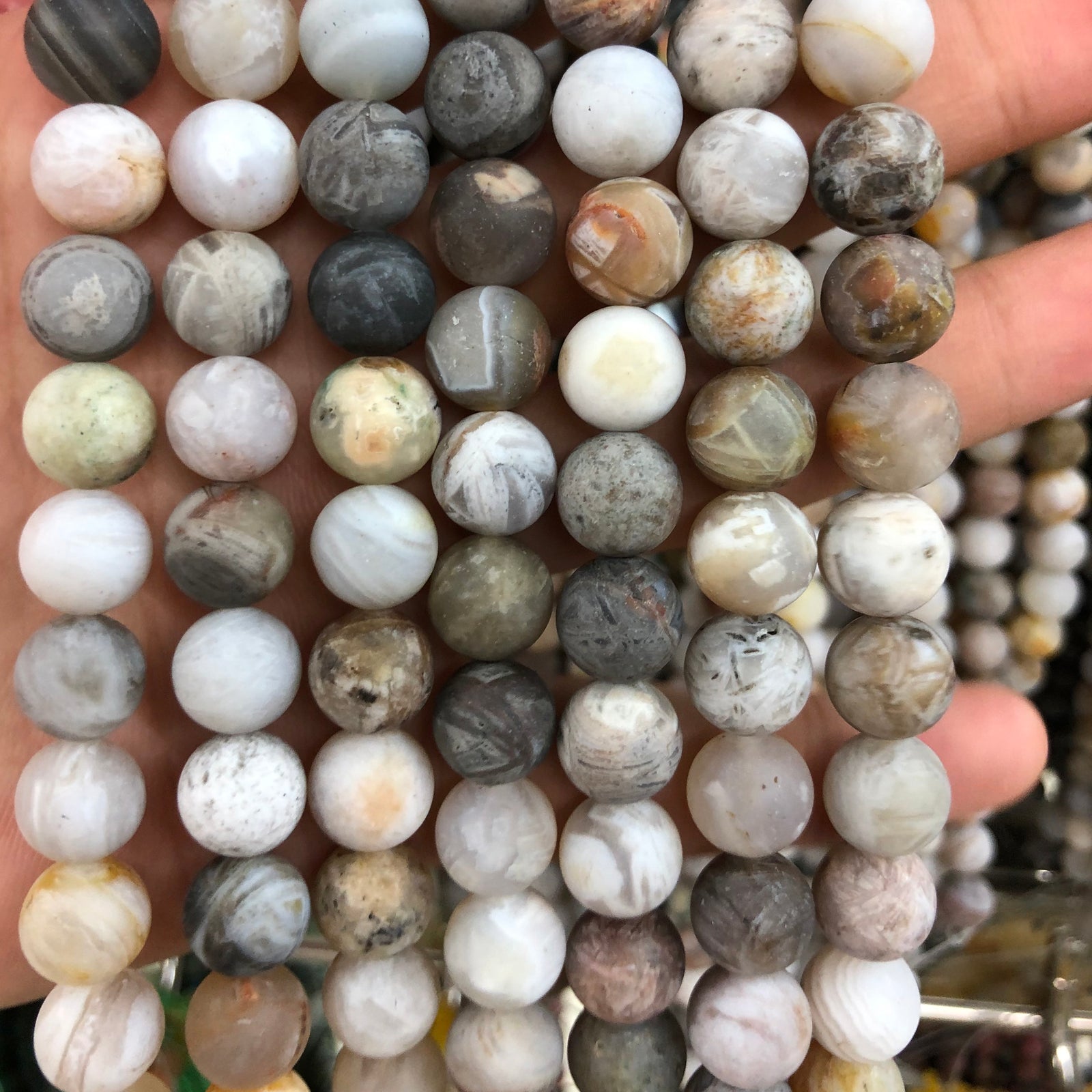 Bamboo Agate Matte Beads 6mm 8mm 10mm 12mm 15''