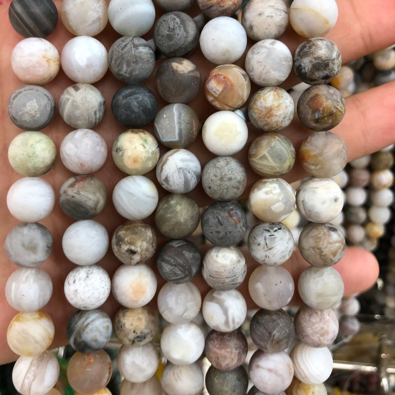 Bamboo Agate Matte Beads 6mm 8mm 10mm 12mm 15''