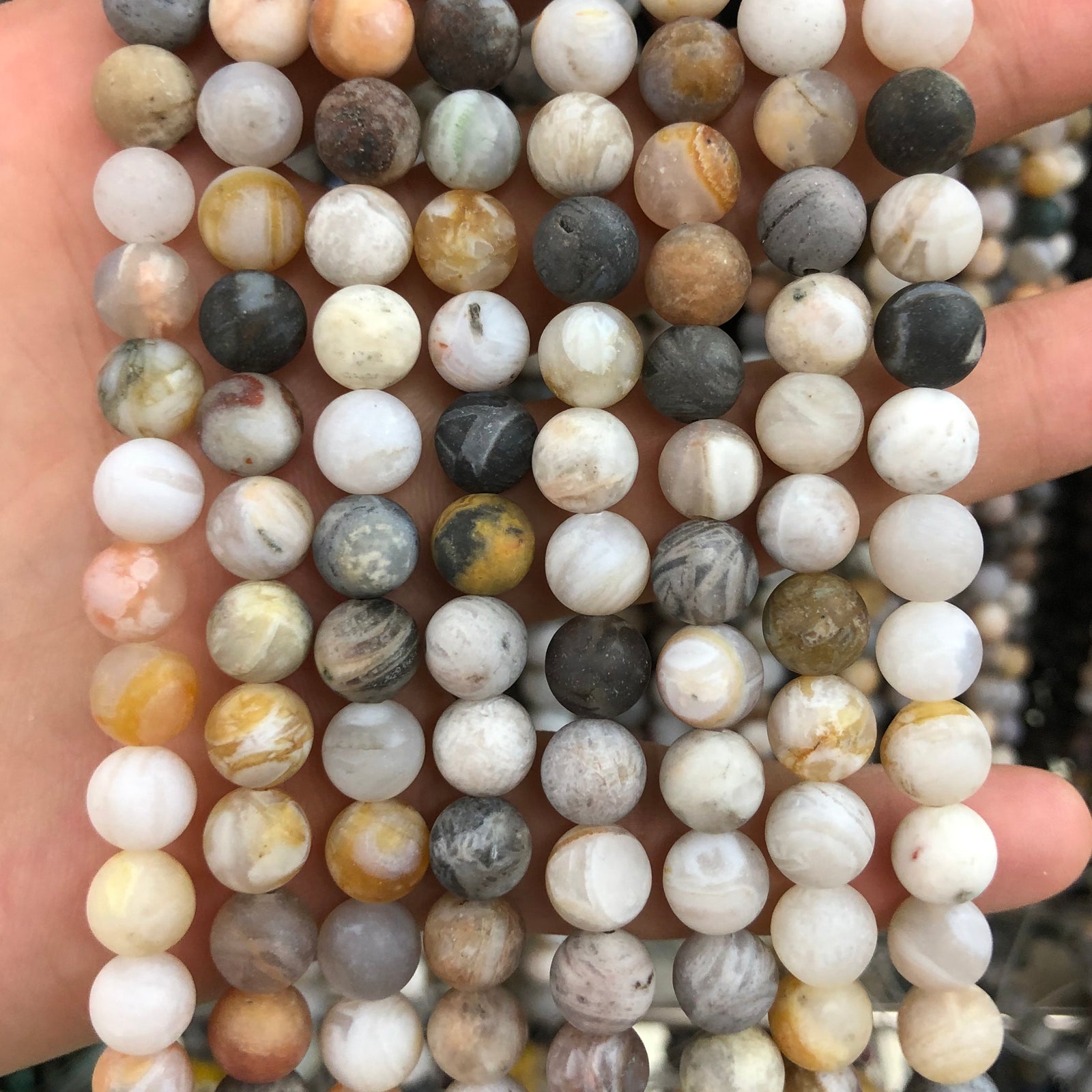 Bamboo Agate Matte Beads 6mm 8mm 10mm 12mm 15''