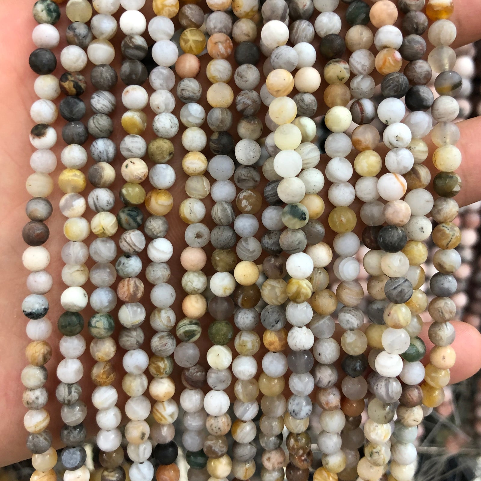 Bamboo Agate Matte Beads 6mm 8mm 10mm 12mm 15''