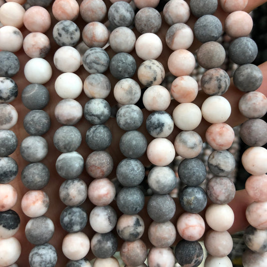 Pink Zebra Jasper Matte Beads 4mm 6mm 8mm 10mm 12mm 15''