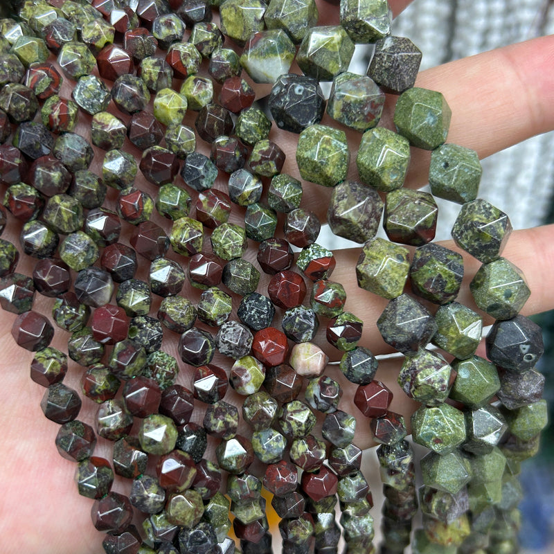 Dragon Bloodstone Faceted Beads 6mm 8mm 10mm 15''