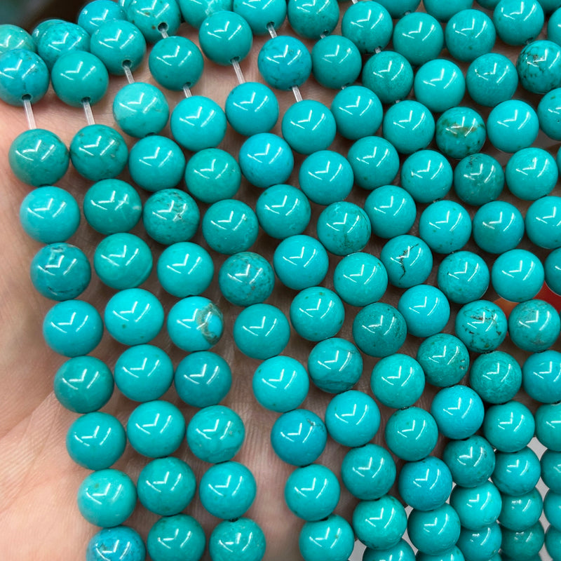 Blå turkise stenperler 4 mm 6 mm 8 mm 10 mm 12 mm 15''