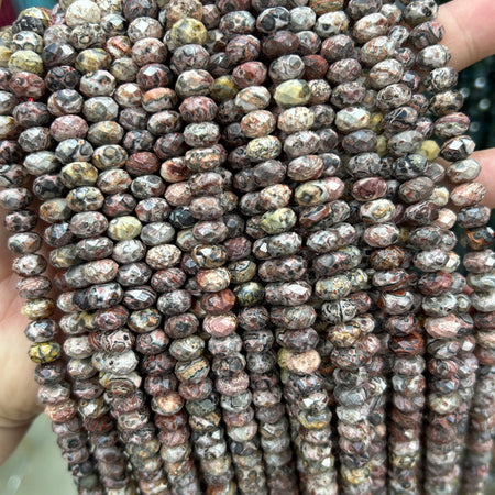 Leopard Jasper Rondelle Faceted Beads 5x8mm 15''