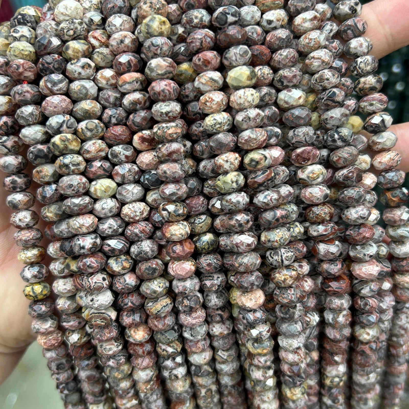 Leopard Jasper Rondelle Faceted Beads 5x8mm 15''