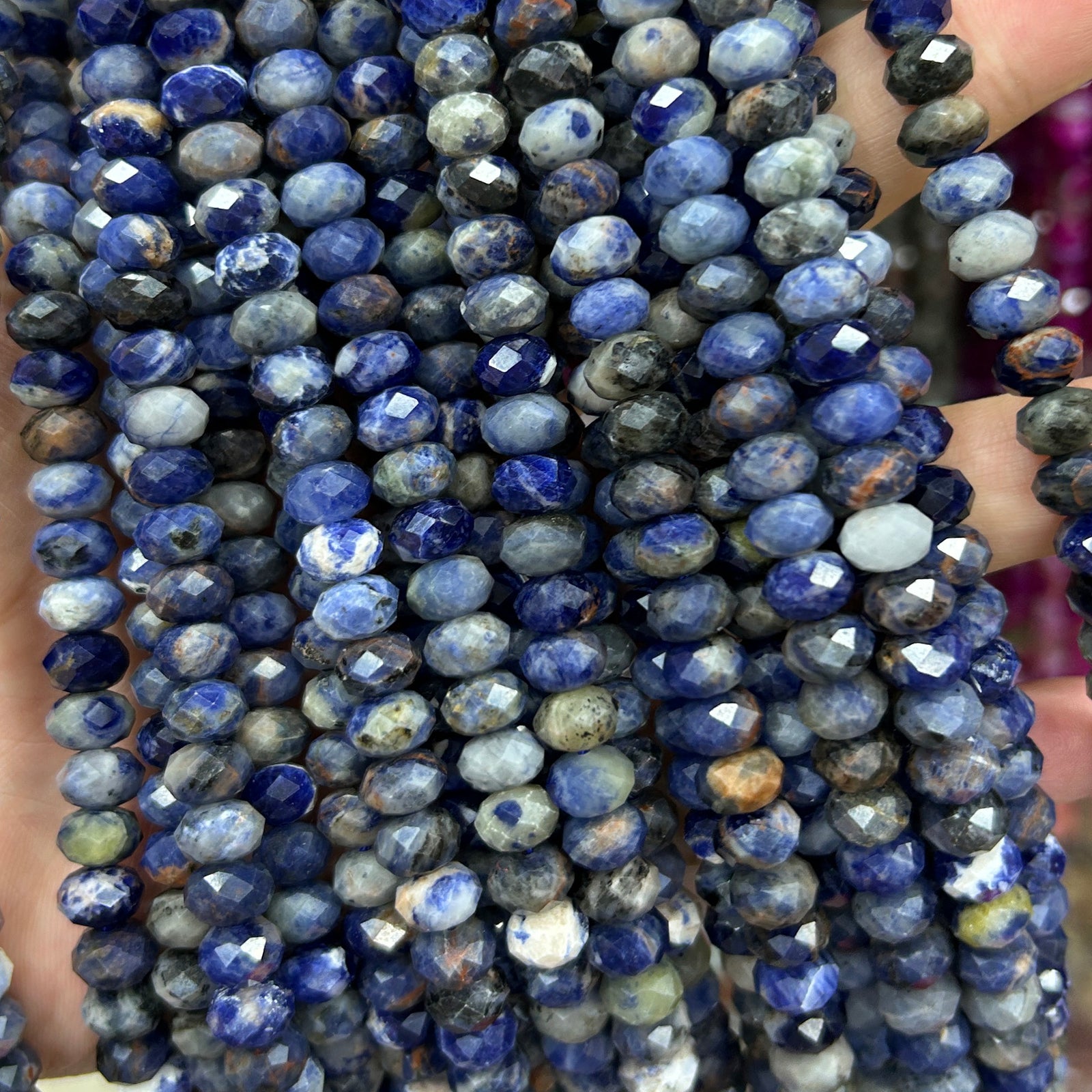 Sodalite Rondelle Faceted Beads 5x8mm 15''