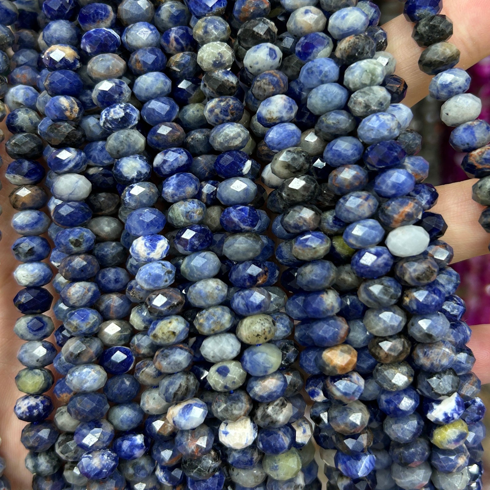 Sodalite Rondelle Faceted Beads 5x8mm 15''