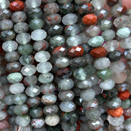 African Bloodstone Rondelle Faceted Beads 5x8mm 15''