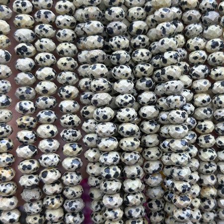 Dalmatian Jasper Rondelle Faceted Beads 5x8mm 15''