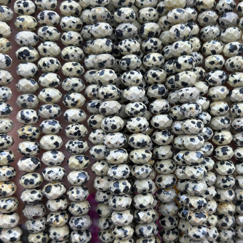 Dalmatian Jasper Rondelle Faceted Beads 5x8mm 15''