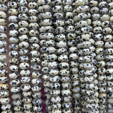 Dalmatian Jasper Rondelle Faceted Beads 5x8mm 15''
