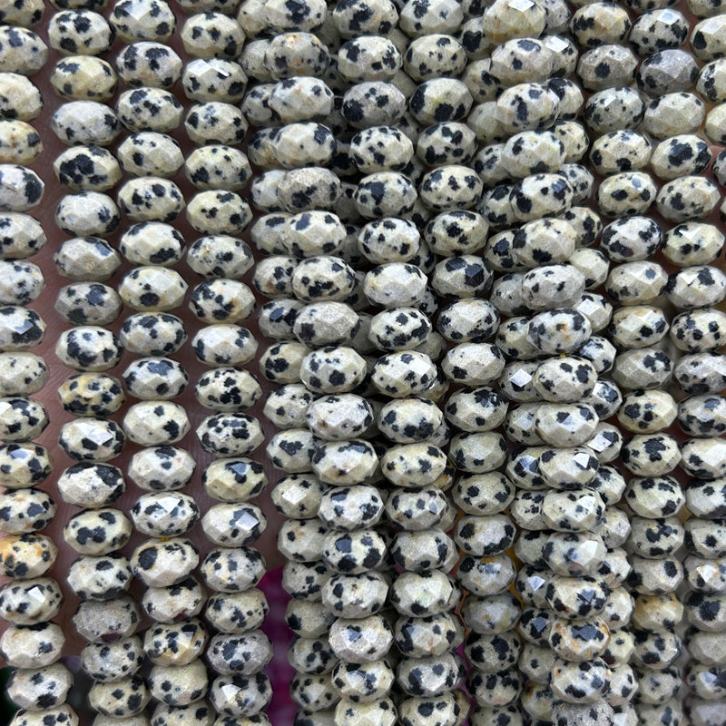 Dalmatian Jasper Rondelle Faceted Beads 5x8mm 15''