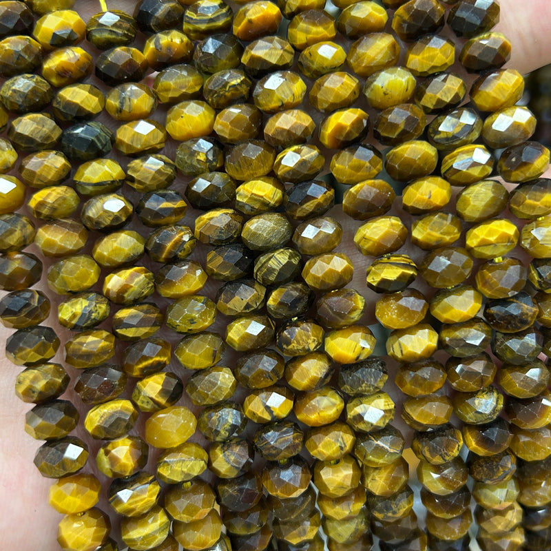 Tiger Eye Rondelle Faceted Beads 5x8mm 15''