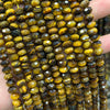 Perles rondelles en œil de tigre jaune, pierres précieuses naturelles, 4 x 6 mm, 5 x 8 mm, 38 cm