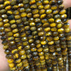 Perles rondelles en œil de tigre jaune, pierres précieuses naturelles, 4 x 6 mm, 5 x 8 mm, 38 cm