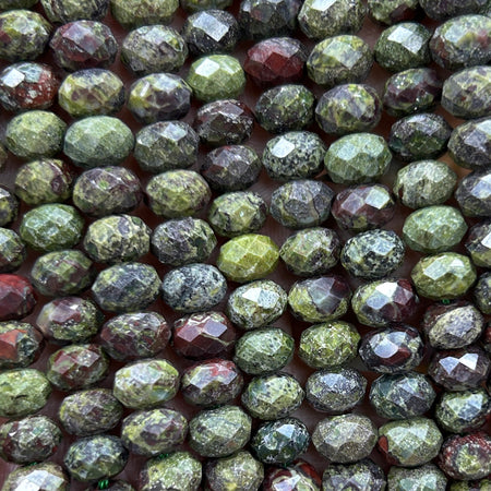 Dragon Bloodstone Rondelle Faceted Beads 5x8mm 15''