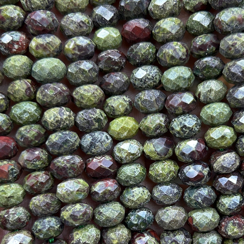 Dragon Bloodstone Rondelle Faceted Beads 5x8mm 15''