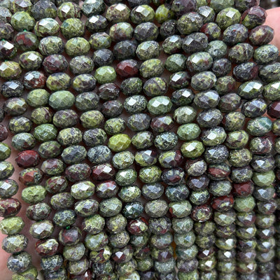 Dragon Bloodstone Rondelle Faceted Beads 5x8mm 15''