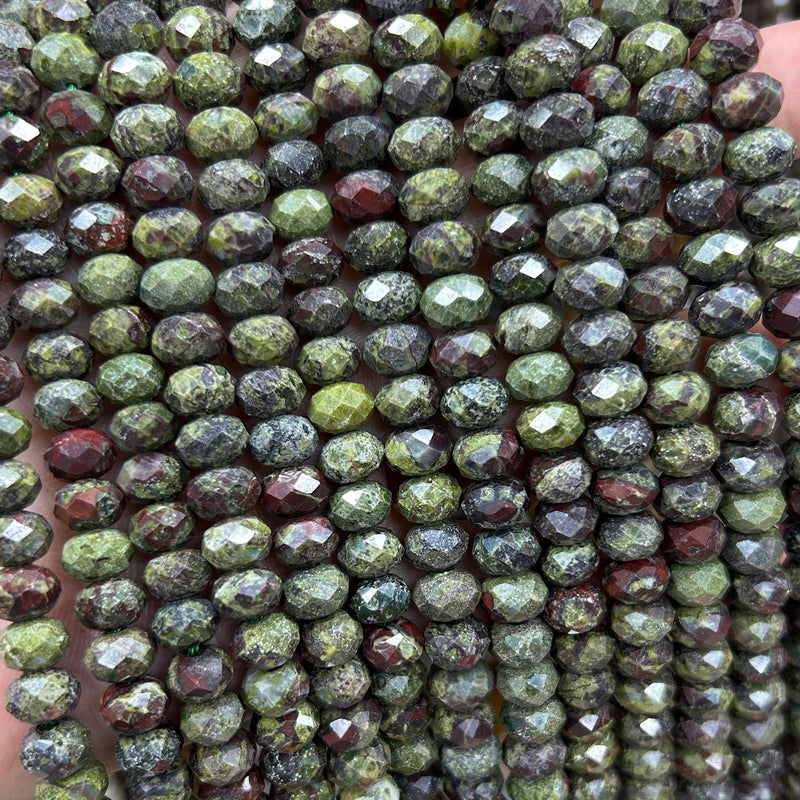 Dragon Bloodstone Rondelle Faceted Beads 5x8mm 15''