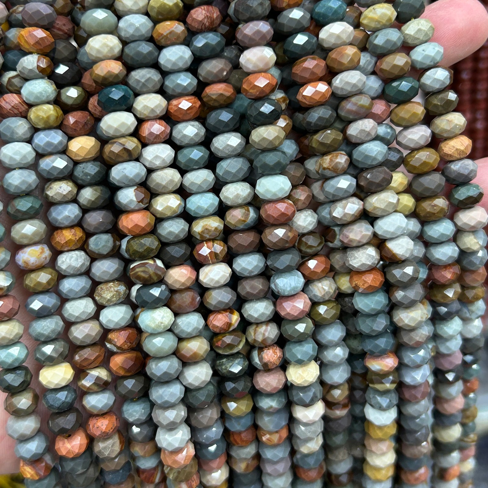 Ocean Jasper Rondelle Faceted Beads 5x8mm 15''