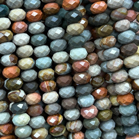 Ocean Jasper Rondelle Faceted Beads 5x8mm 15''