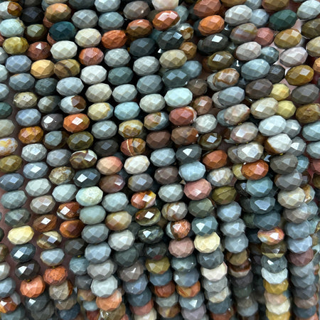 Ocean Jasper Rondelle Faceted Beads 5x8mm 15''